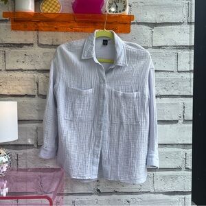 Oversized Boxy Crinkle Button Shirt